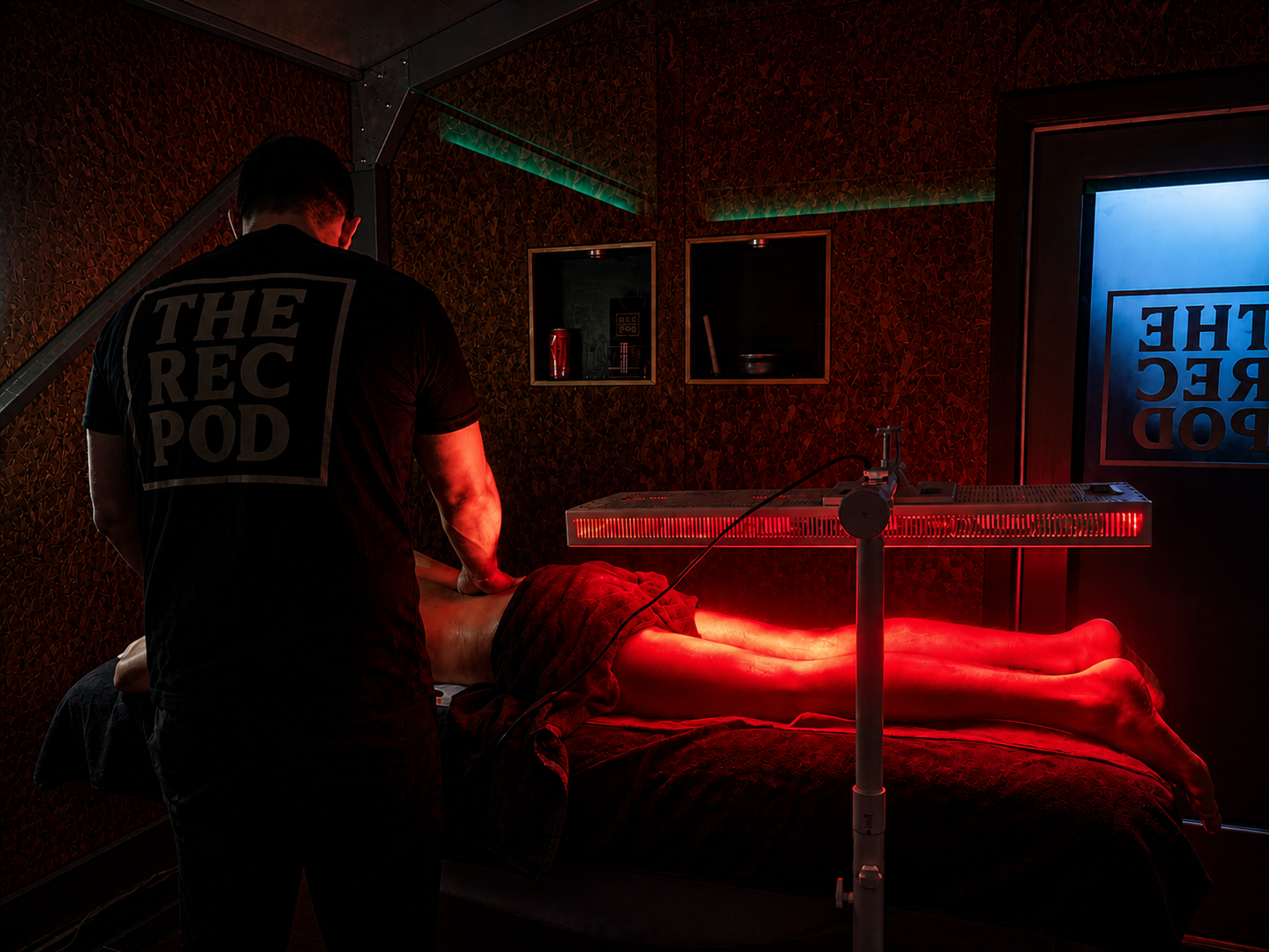 Red light therapy session at The Rec Pod